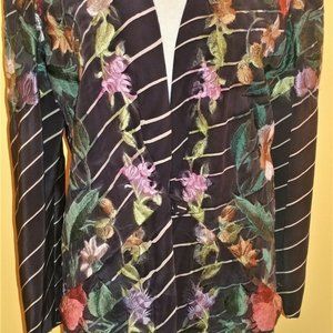 Vtg 1980s  Embroidered Chinese Floral Silk Jacket
